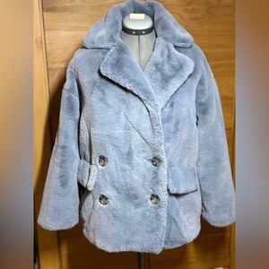 Free People Light Blue Teddy Jacket